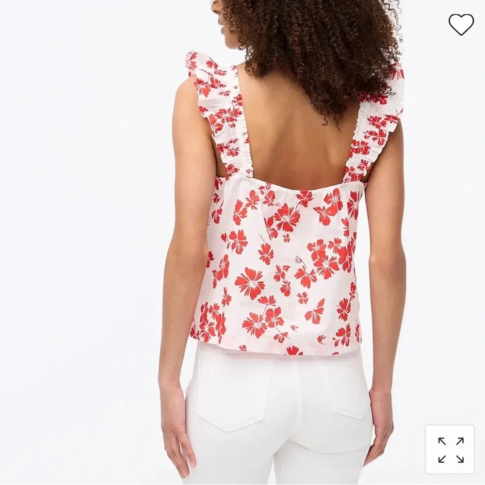 J.Crew Smocked ruffle-shoulder tank top - Picture 3 of 5